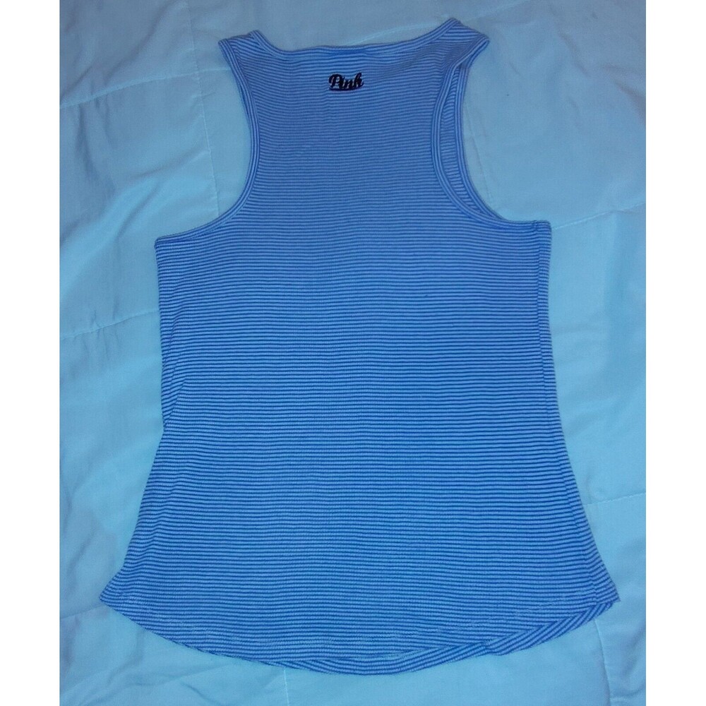 PINK Victorias Secret striped blue and white tank top-pink logo womens Small